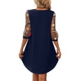 thumbnail image 4 of Summer Dresses for Women Midi Dress With 3/4 Sleeve Floral Embroidery Casual Knee-Length A-Line Dress, 4 of 6