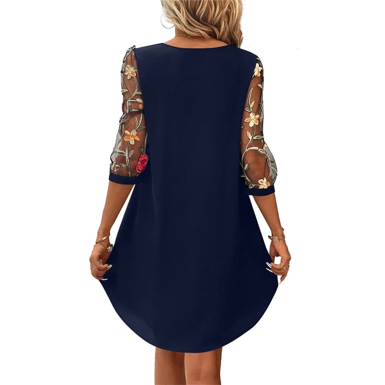 misses winter dresses Stichou Women's Winter Dresses Long Sleeve Knitted Casual Pleated Sweater  Dress Turtleneck Fashion Plain Dress Blue 2XL