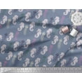 thumbnail image 2 of Soimoi Poly Crepe Fabric Jellyfish & Seahorse Ocean Printed Fabric 1 Yard 52 Inch Wide, 2 of 3