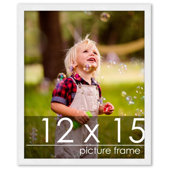 12x15 Frame White Complete Wood Picture Frame with UV Acrylic, Foam Board Backing, & Hardware