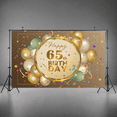 thumbnail image 5 of Golden Theme 65th Birthday Banner Festive Decoration Balloon Design Party Backdrop for Senior Celebration Event Indoor Setup, 5 of 8