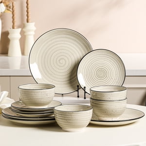 Vancasso 12-Piece Stoneware Dinnerware Set, Beige