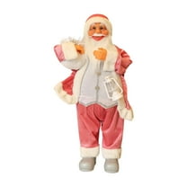 Almencla Christmas Figurine Santa Claus Figure Doll Ornament Lovely Traditional Art Sculpture for Party Favors Supplies Window Desktop Pink