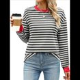 thumbnail image 2 of Tops Tipo Túnica para Mujer, Camisas A Rayas de Larga, Tops de Cuello Redondo Negro y Rojo L, 2 of 8
