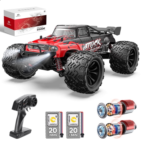 Coche RC DEERC 9500E todo terreno a escala 1:16 de 40 km/h con 2 baterías