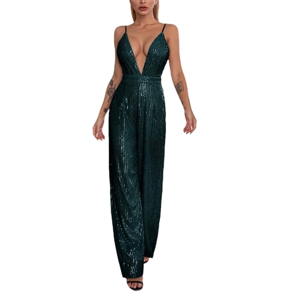 JFGHDG Evening Jumpsuits for Women Bell Bottom Jumpsuit for Women Rhinestone Jumpsuit Womens Jumpers Dressy Wedding Guest Jumpsuit for Women Glittery Pants Tall Jumpsuits for Women Long Army Green L