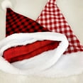 thumbnail image 3 of Christmas Santa Hat for Women Men Velvet Comfort Fur Classic Plaid Turban Cap Pompom Holiday New Year Festival Gift, 3 of 5