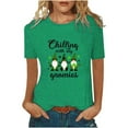thumbnail image 2 of Lilgiuy St Patricks Day Clover Shirt for Womens 2024 New Saint Patrick's Day Short Sleeve O Neck Shirts Slim Fit Graphic Tops Blouses Outwear, 2 of 5