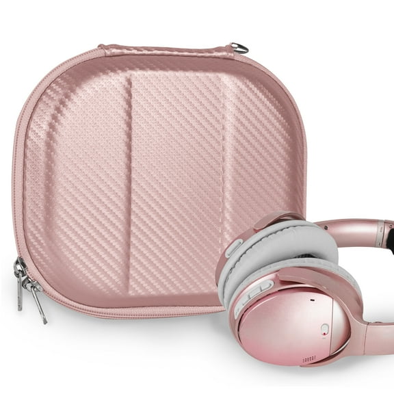 Geekria NOVA Headphones Case Compatible with Boses QC Ultra, QC45, QC 35 II, QC25, QCSE, Replacement Hard Shell Travel Carrying Bag with Cable Storage (Rose Gold)