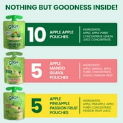 GoGo squeeZ Applesauce and Fruit Puree, Apple Apple, Apple Pineapple Passionfruit, and Apple Mango Guava Snack Pouches Variety Pack, 3.2 oz, 20 Pack