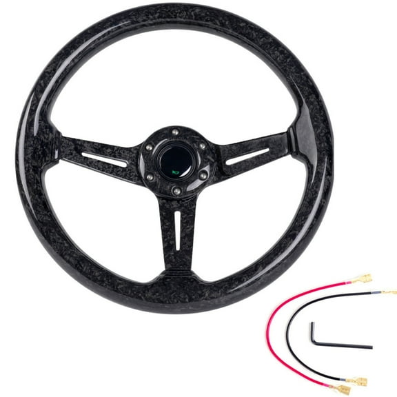 Universal 14 Inch Forging Carbon Fiber Steering Wheel Suitable For Vehicle With Aluminum Alloy Spokes Smooth Grip