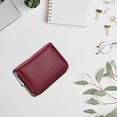 thumbnail image 5 of Credit Card Holder For Women Men Zipper Leather Card Wallet Red, 5 of 5