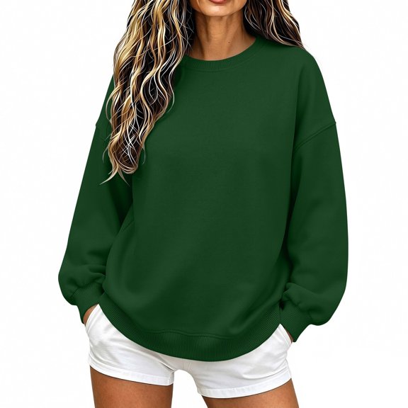 Kezqiaxn Womens Crewneck Sweatshirt Long Sleeve Fall Loose Casual Tops Sweatshirts for Women Fashion Clothing