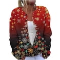 thumbnail image 2 of LOVZFMLL Vestes pour Femmes, Cardigan Tricoté Imprimé de Noël, Veste Boutonnée, 2 of 5