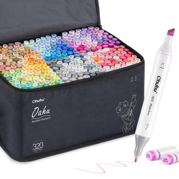 Art Markers Ohuhu Alcohol, 320 colores, cincel y punta fina