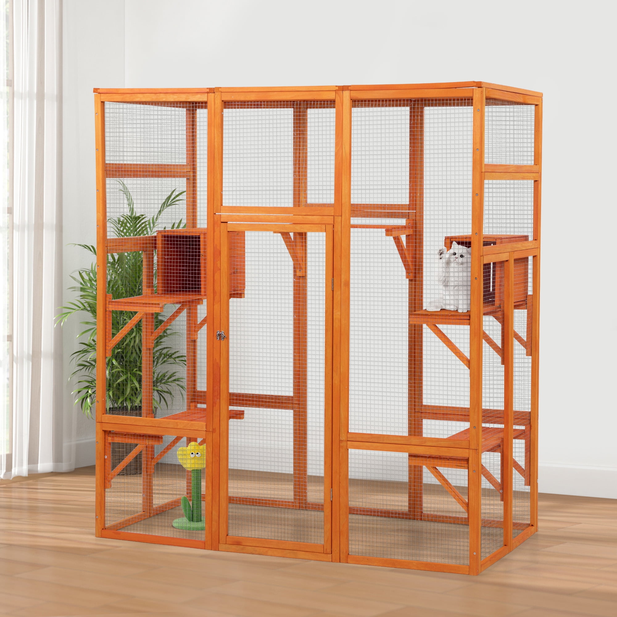 Coziwow Cat Enclosure Cat House Catio Small Animal Playpen Outdoor, Orange
