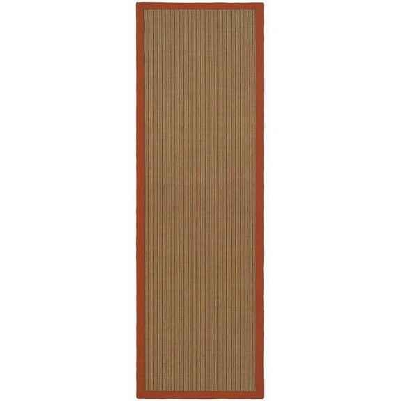 SAFAVIEH Natural Fiber Aspen Striped Sisal Runner Rug, Rust, 2'6" x 6'