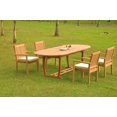 thumbnail image 3 of Grade-A Teak Dining Set: 4 Seater 5 Pc: 94" Mas Oval Trestle Leg Table And 4 Leveb Stacking Arm Chairs Outdoor Patio WholesaleTeak #WMDSWVm, 3 of 5