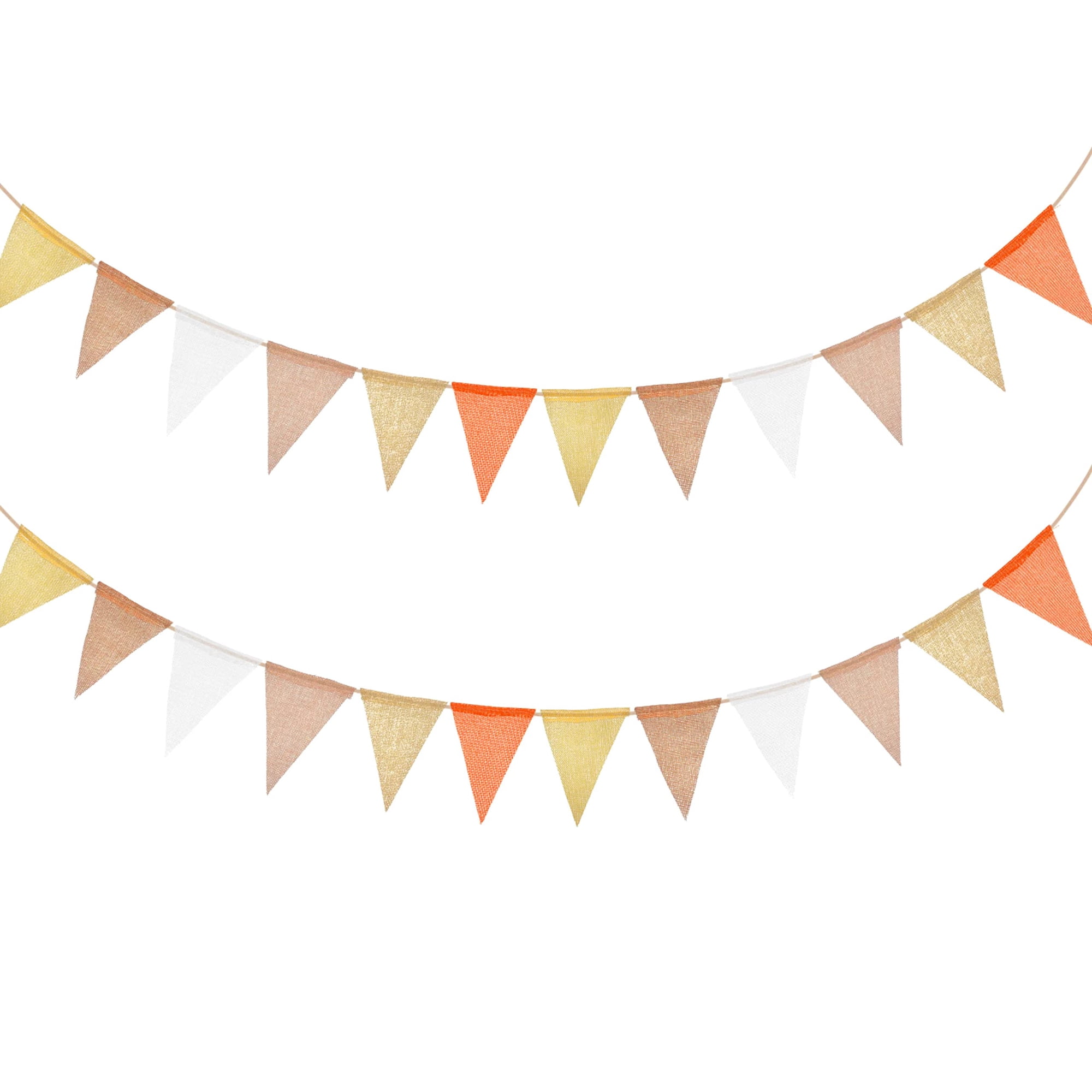 2Pack Orange Yellow Burlap Bunting Garland with 24 Triangle Flags for Wedding Birthday Party Decoration