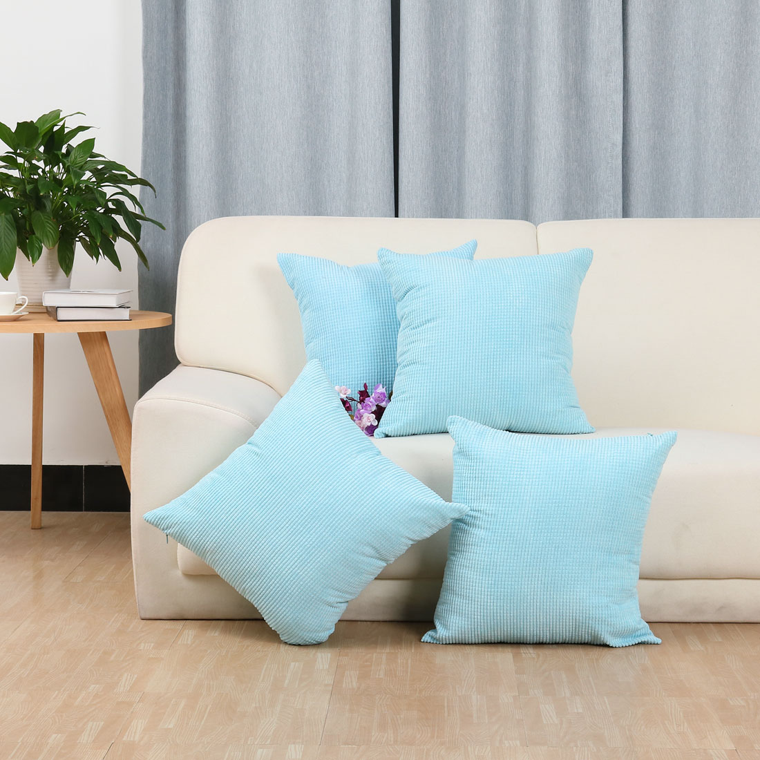 Home Sofa Cushion Cover Corduroy Striped Decorative Throw Pillow Case