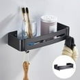 thumbnail image 2 of Shower Adhesive Wall Mounted Corner Caddy Shelf Aluminum Shampoo Holder Storage for Toilet - Square Black, 2 of 7