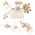 thumbnail image 3 of Miangastore Ensemble de 4 Peignes de Mariage Faits à la Main, Accessoires de Cheveux Floraux avec Strass (Blanc), 3 of 8
