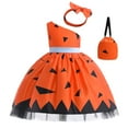 thumbnail image 2 of dmqupv Kids Girls Pageant Dress Party Child Gown Princess Tulle Dress Bag Headbands Set Orange 100, 2 of 5