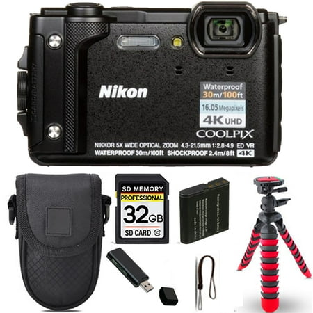 Nikon COOLPIX W300 Camera (Black) + Spider Tripod + Case - 32GB Kit