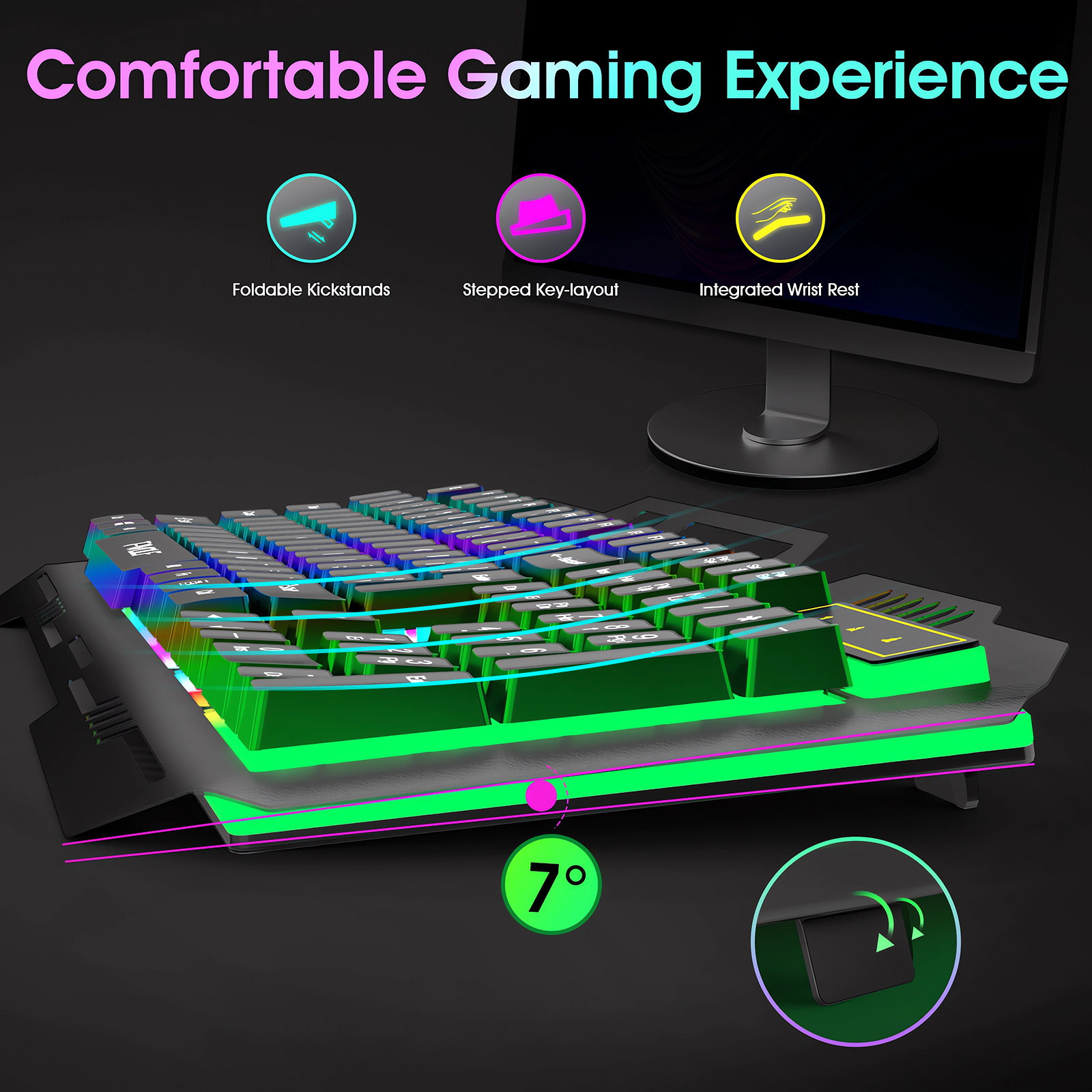 Muzpu T16 Mechanical Gaming Keyboard, RGB Backlit, Black photo 6
