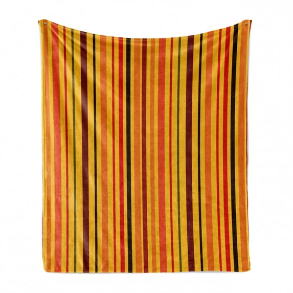 Abstract Soft Flannel Fleece Throw Blanket, Vertical Colorful Straight Lines Geometric Vibrant Stripes Design, Cozy Plush for Indoor and Outdoor Use, 50" x 70", Orange Marigold Burgundy, by Ambesonne