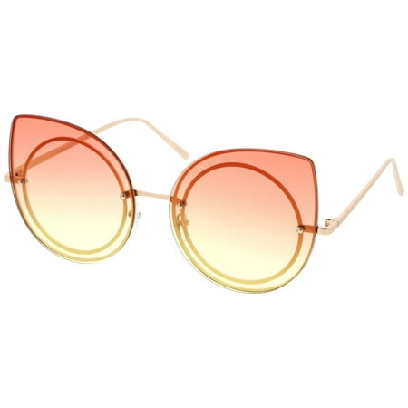 sunglass.la - Women's Oversize Rimless Colored Gradient Flat Lens Cat ...