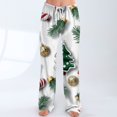 thumbnail image 2 of Women's Fashion Loose Christmas Print Casual Pants with Drawstring Elastic Waist, Comfortable Sleepwear and Loungewear Trousers for Home,Dark Green,L, 2 of 6