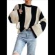 thumbnail image 3 of Suéter de Punto con Cuello Alto y Mangas Acampanadas con Bloques de Color para Mujer Albaricoque L, 3 of 9