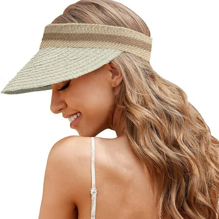 

Dadaria Cowboy Hats Woman Summer Sunhat Sun Protection Knitting Collapsible Fashion Casual Hat Beige Women