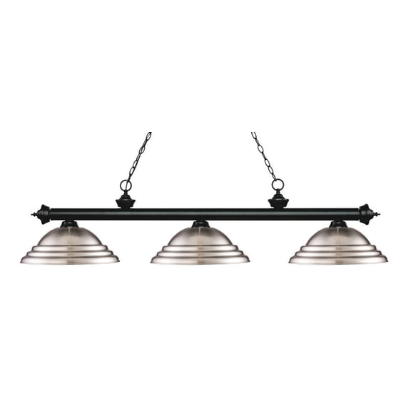 3 Light Island/Billiard In Billiard Style 16 Inches Wide By 13.25 Inches High-Matte Black Finish-Brushed Nickel Shade Color Z-Lite 200-3Mb-Sbn