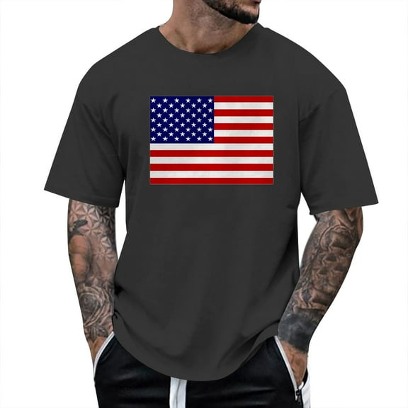 Ramiter Mens Patriotic T-Shirts Mens Short Sleeve T-Shirt Cotton Casual Shirt Mens ShirtsSummer Daily T-Shirts Black S