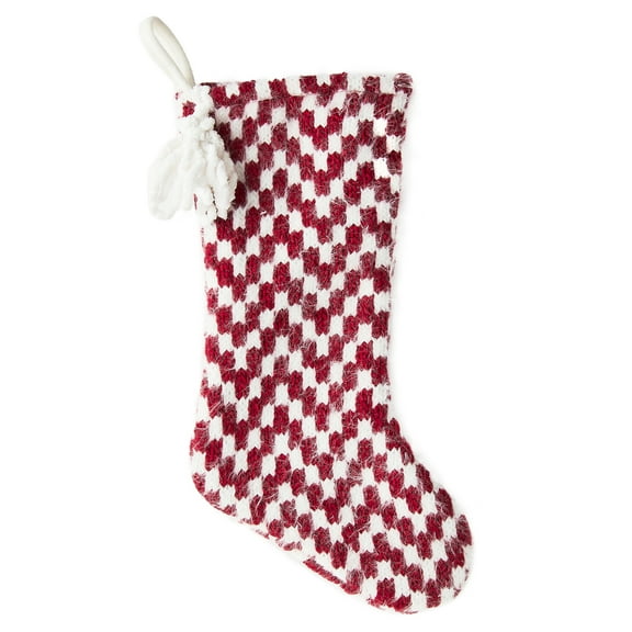Chevron Christmas Stocking, Red and White, 20", by Holiday Time