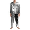 thumbnail image 3 of Lsque Black Tartan Plaid Pattern Long Sleeve Pajama Set for Men - Soft 2-Piece Sleepwear and Loungewear Set with Pockets, Comfy Nightwear-Small, 3 of 7