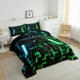thumbnail image 3 of Manfei Gamer Gaming Queen Comforter Set,Vindoe Game Bedding Sets,Blue Green Geometry Bedding Comforter Set For Kid Boy,Lightweight Room Decorative Reversible,3pcs, 3 of 8