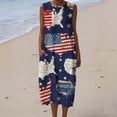 thumbnail image 2 of Fewfanhot Women's 4th of July 250th Anniversary American Flag Print Midi Dress, Crew Neck Sleeveless Patriotic Loose Fit Sundress with Pockets, Casual Summer Tank Dress, 2 of 9