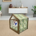 thumbnail image 3 of Leaf Pet House, Tropic Exotic Palm Tree Leaves Natural Botanical Spring Summer Contemporary Graphic, Outdoor & Indoor Portable Dog Kennel with Pillow and Cover, 5 Sizes, Green Ecru, by Ambesonne, 3 of 5