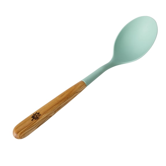 The Pioneer Woman Silicone Cooking Spoon with Olivewood Handle, Green