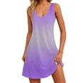 thumbnail image 2 of Ovzne Robes d'Été pour Femmes Robe d'Été Dégradé Imprimé Ample Sans Manches Col en V avec Poche Robe d'Été en Liquidation, 2 of 6