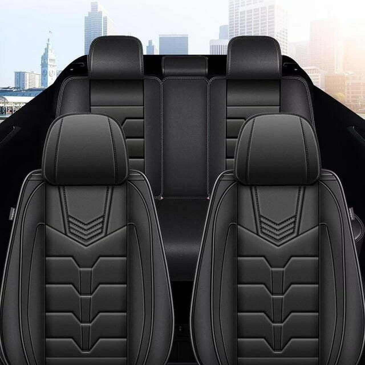 LAONNVIR Full Set Car Seat Covers Fit for Toyota RAV4 2013-2024 2025 Breathable Leather Seat Covers Waterproof Automotive Seat Cushion Protectors(Black,5Seats)