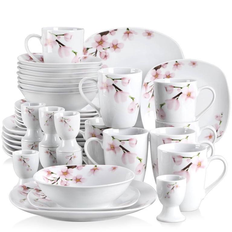 VEWEET 40-Piece Porcelain Dinnerware Set for 8, Ivory White photo 1