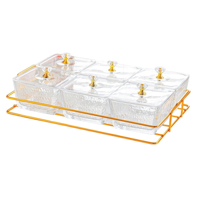 GROWTH TANK Divided Serving Tray Decorative Candy Nuts Dish for Home Kitchen Dining Room Transparent