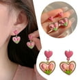 thumbnail image 3 of KDSJSXW Studs Earrings for Women Love Flower Earrings Women's Small Design Sweet Earrings Autumn And Winter Small Fresh Earrings Bridal Earrings Freshwater Pearl Earrings (Pink,One Size), 3 of 6