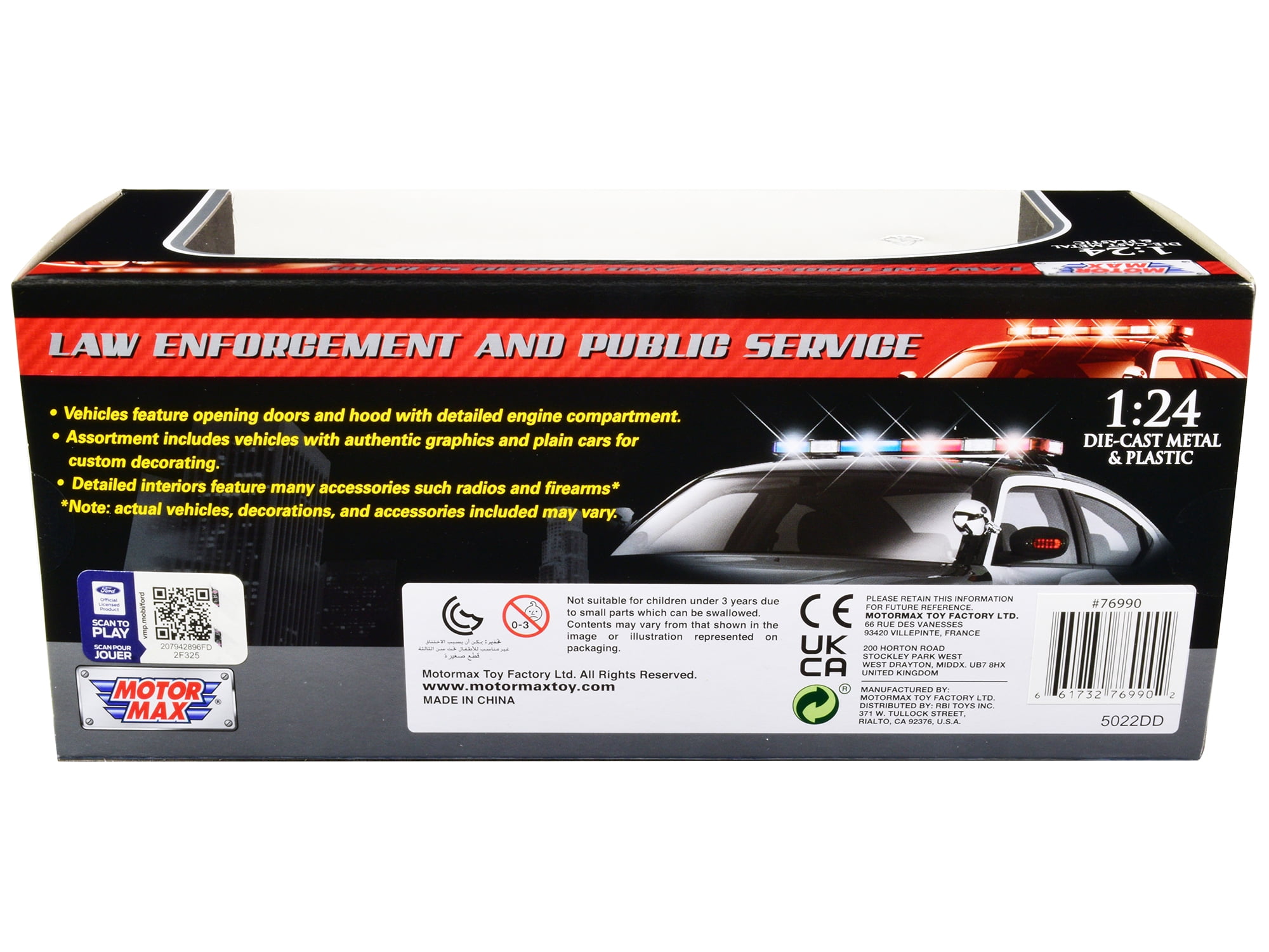 2022 Ford Police Interceptor Utility Unmarked Slick-Top White 1/24 Diecast Model Car by Motormax