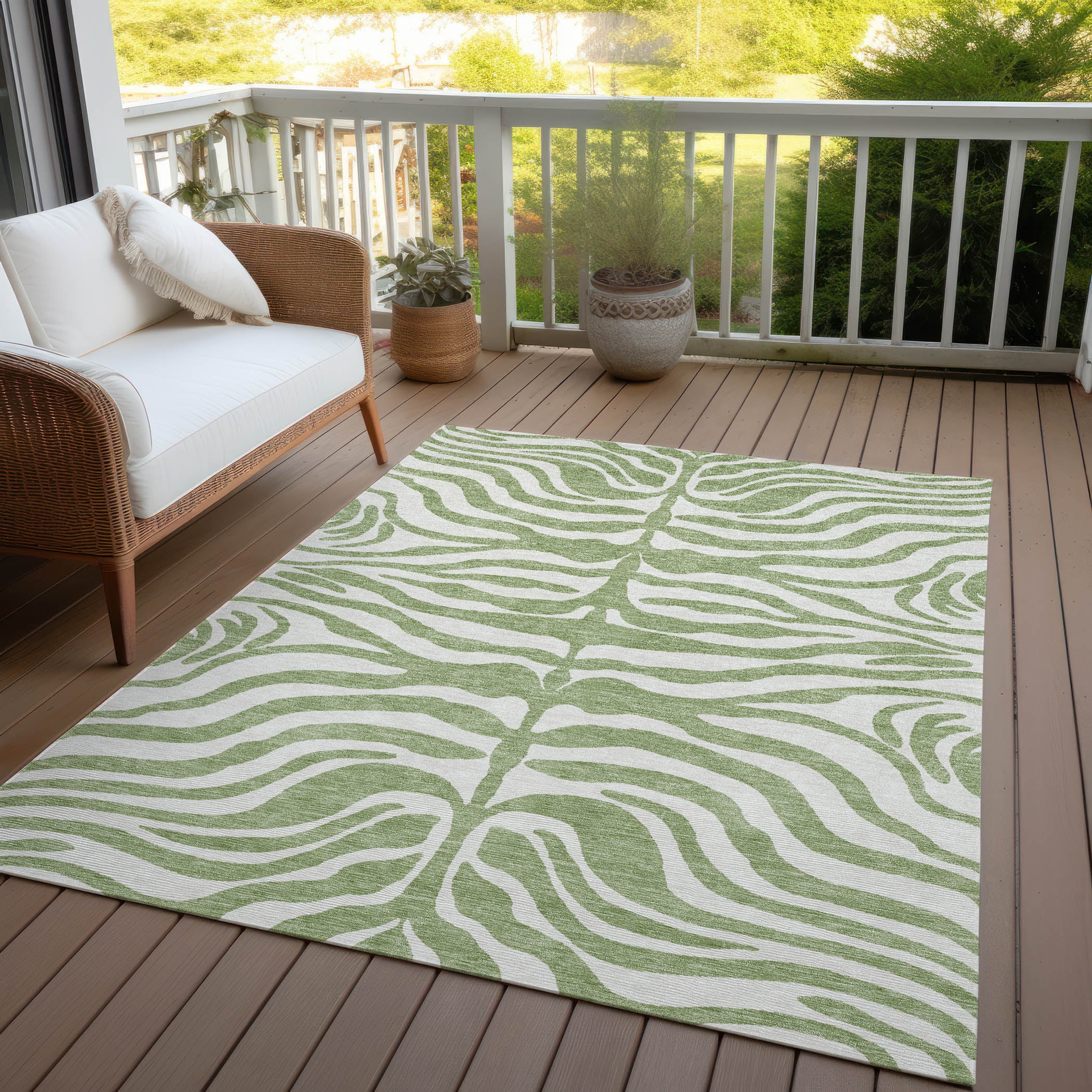 Addison Rugs Chantille Indoor/Outdoor Transitional Geometric, Abstract Aloe Washable Rectangle Rug, 10' x 14'