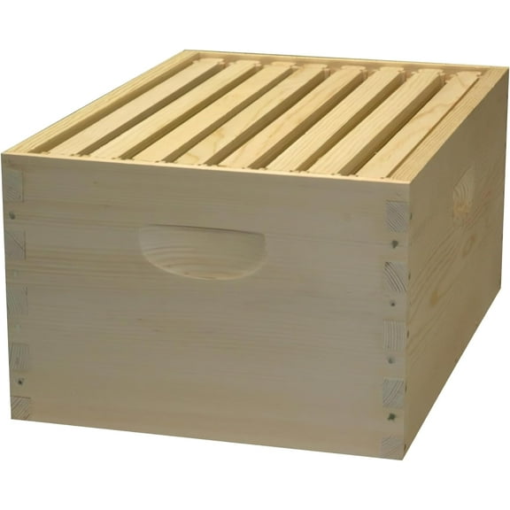 Mann Lake Hive Body Bundle, Assembled, 8-Frame, Unpainted, Beekeeping, Bee Box, Beekeeping Supplies, Harvest Honey, Includes 8 Assembled Frames w/Plastic Coated Foundation